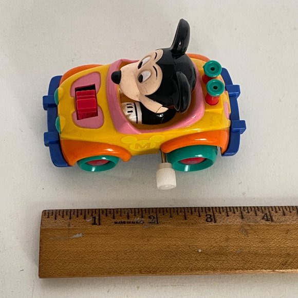 Disney Mickey Mouse Yellow Racer Car Windup Toy - Picture 12 of 13